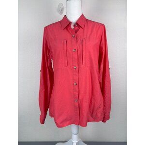 Exofficio women's medium coral DryFlyLite long sleeve button up fishing shirt